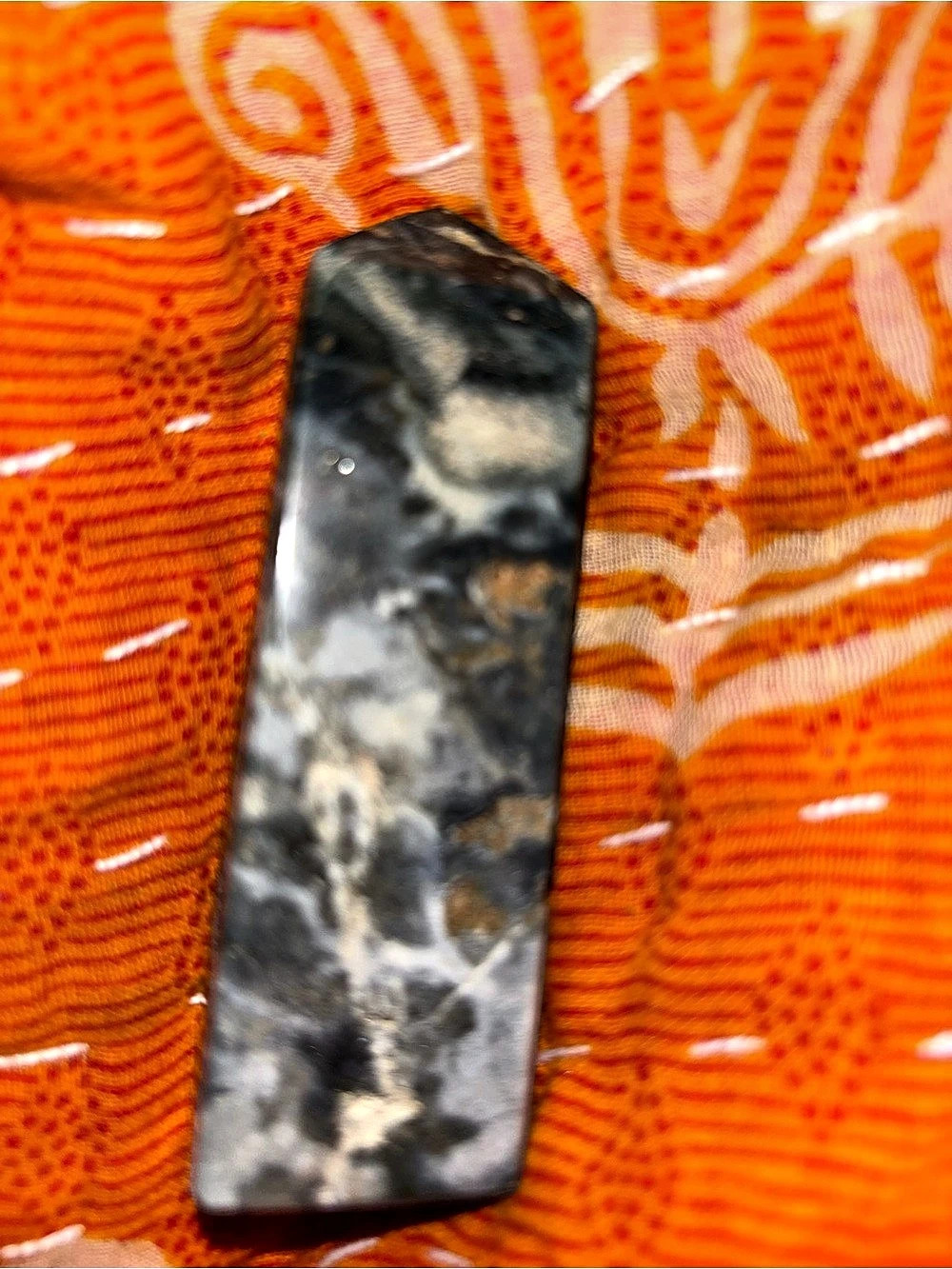 Polished moss agate Black & Gray Stone